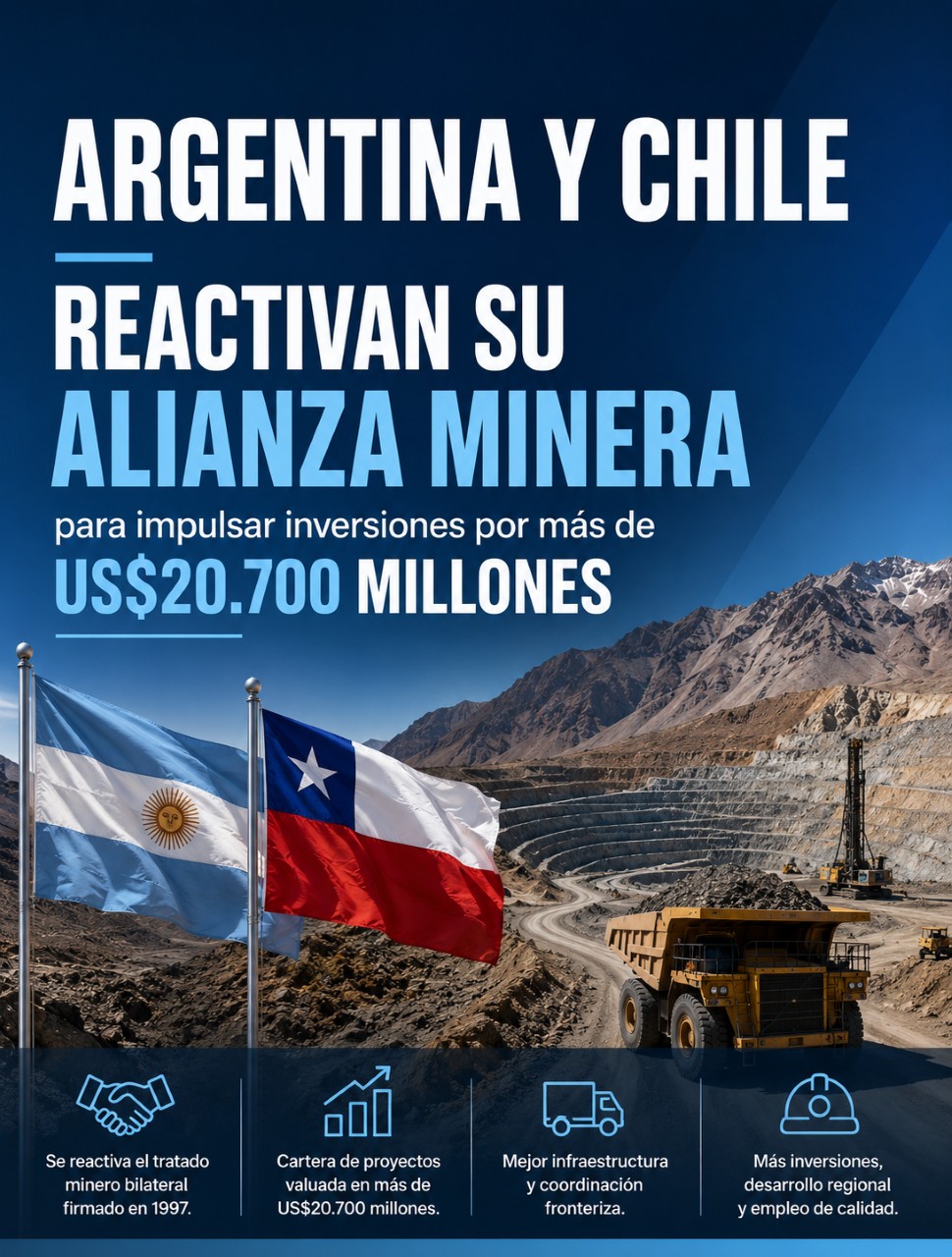 Argentina y Chile reactivan su alianza minera para impulsar inversiones por más de US$20.700&nbsp;millones